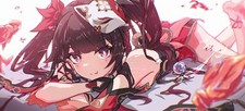Anime honkai star rail sparkle girls brunette red eyes CCG Gaming Mat Desk