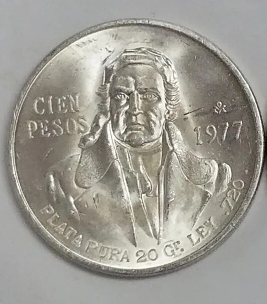 VINTAGE 1977 Cien 100 PESOS Plata Pura LEY .720 SILVER MEXICO COIN