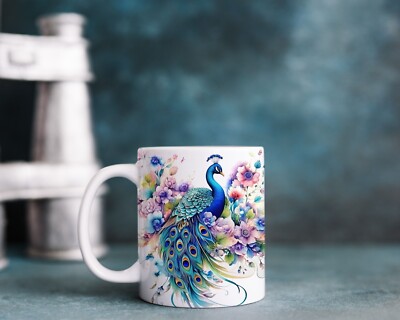 Aquarell Pfau 02 - personalisierte Tasse Weihnachten, Geburtstagsgeschenk*