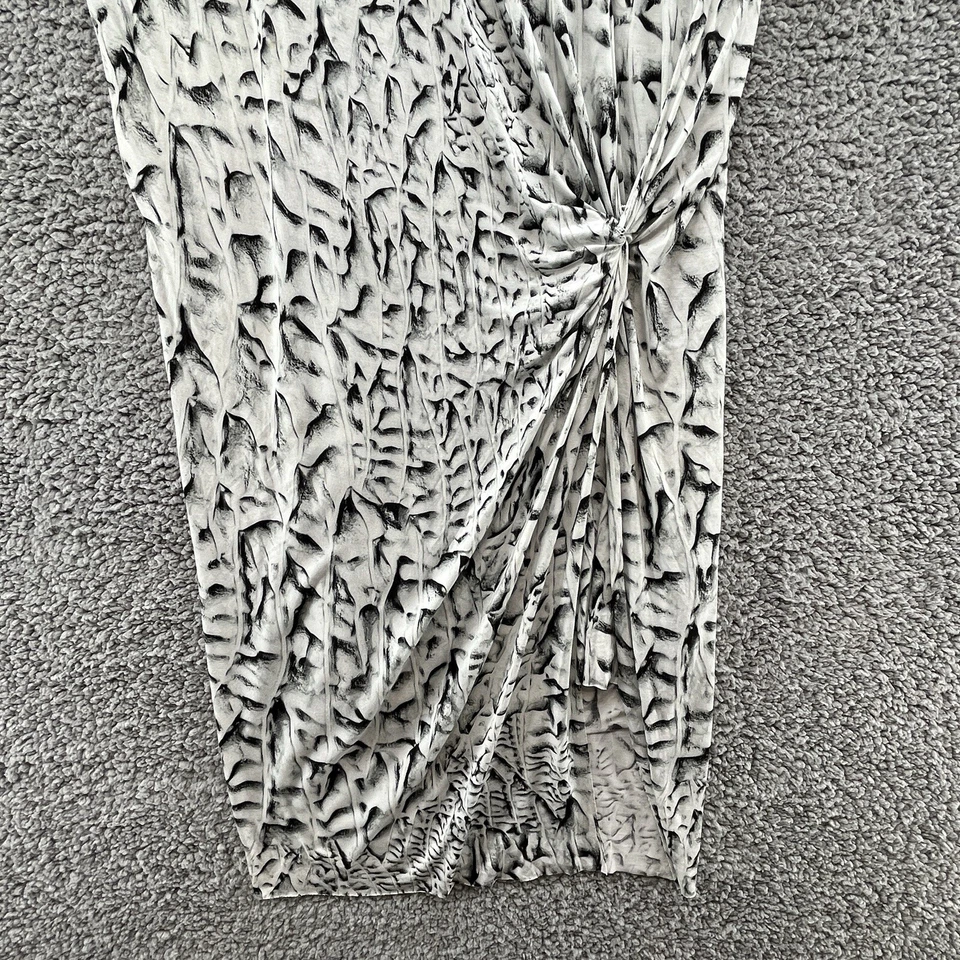 Vestido Helmut Lang Pequeño Blanco Estampado Serpiente Strata Tejido Acanalado Cóctel Midi Foto 3 de 4