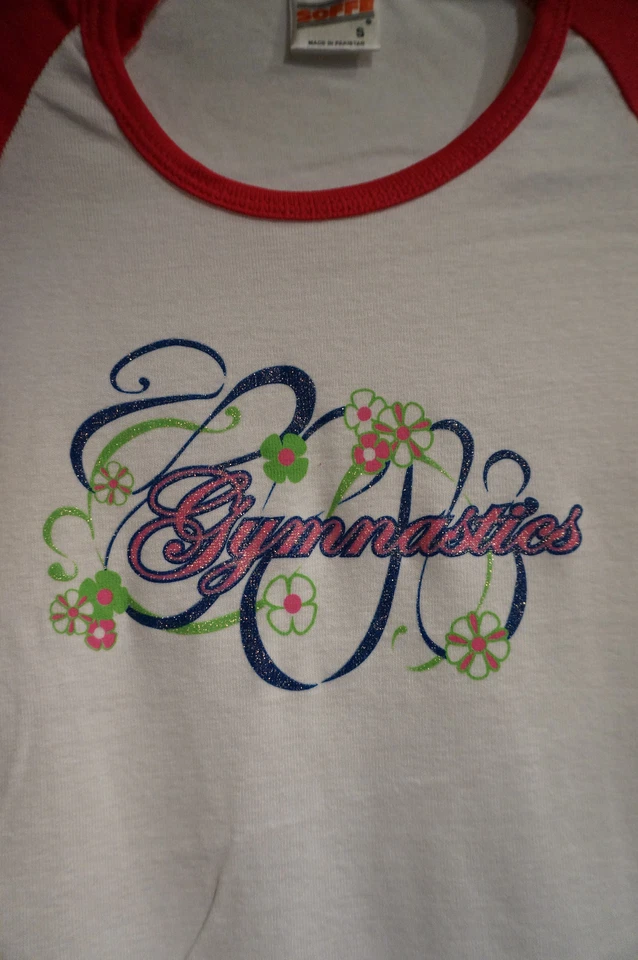 Camisa GK Elite Sportswear Adulto Pequeña "Gimnasia" Rosa Blanco Flores Camisa Foto 2 de 3