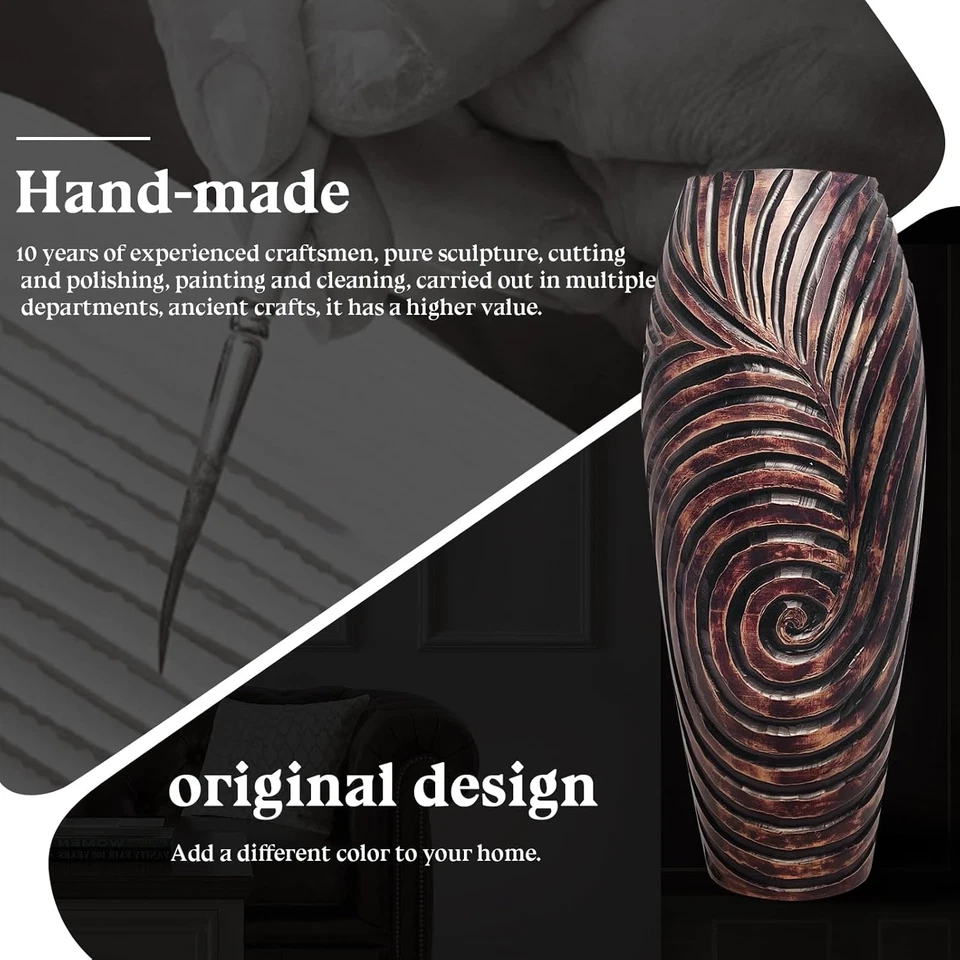 Tall Floor Vase, Brown Vintage Home Decor Vase, 19.7 Inch Resin Vase for Living - Image 2 of 4