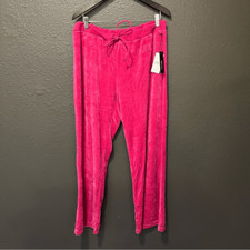 BCBGMaxazria Pink Spell Out Velour Baggy Track Pants