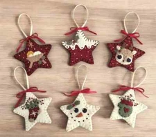 Christmas Stars Felt Ornament Kit Precut Wool Blend Felt Pieces
