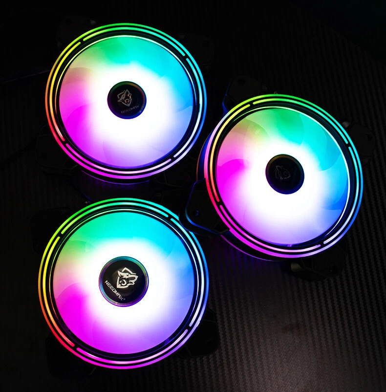 3-Pack Needmax 120mm RGB LED PC Computer Case Cooling Fan 12V 6-Pin - Image 2 of 4