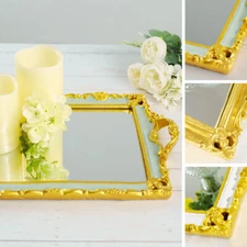 15x10" Metallic Rectangle Mirror SERVING TRAY Handles Party Event Tableware