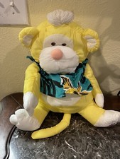 Vintage 1987 Puffalump Fisher Price Yellow Monkey w/ Hawaiian Shirt 16 Inch