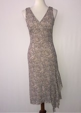 SALE! Windsor Dress Paisley Long Ruffle Up Side Sleeveless Stretch Lined Sz Med