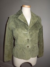 Vintage Pursuits,ltd Women's Green Leather Suede Jacket Size S Petite Nwt