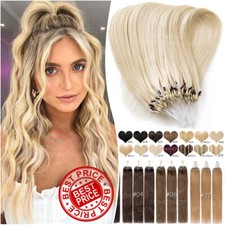 THICK 100 Remy Human Hair Extensions Micro Loop Nano Ring Bead 1G Honey Blonde