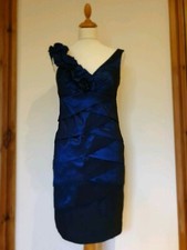 Scarlett Nite Blue Layered Dress. Applique Floral Frill Strap. Size 8/10