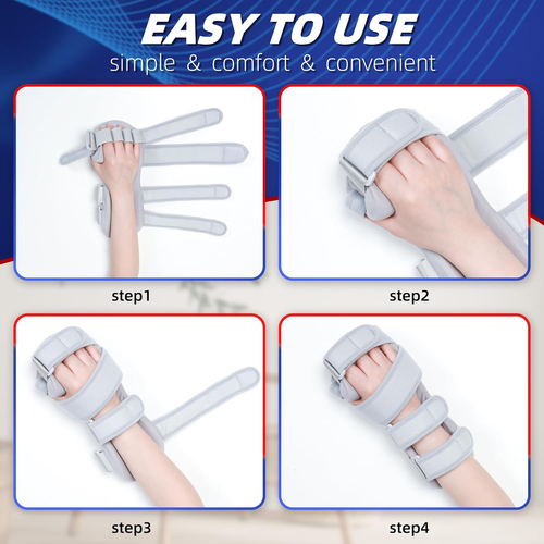 Stroke Resting Hand Splint - Night Immobilizer Wrist Finger Brace for Flexion Co - Picture 6 of 12