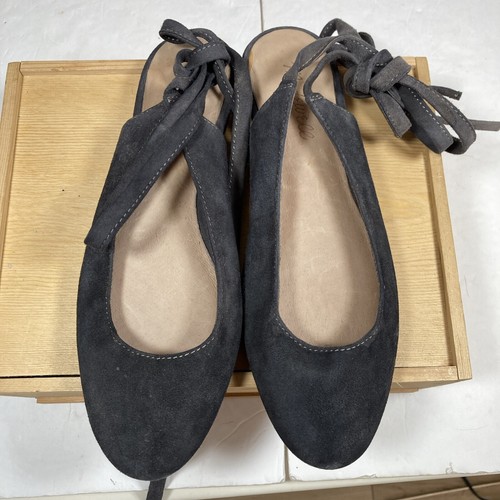 Madewell The April Ankle Wrap Women’s Sz 6 Ballet Flats Navy Suede - Picture 2 of 9