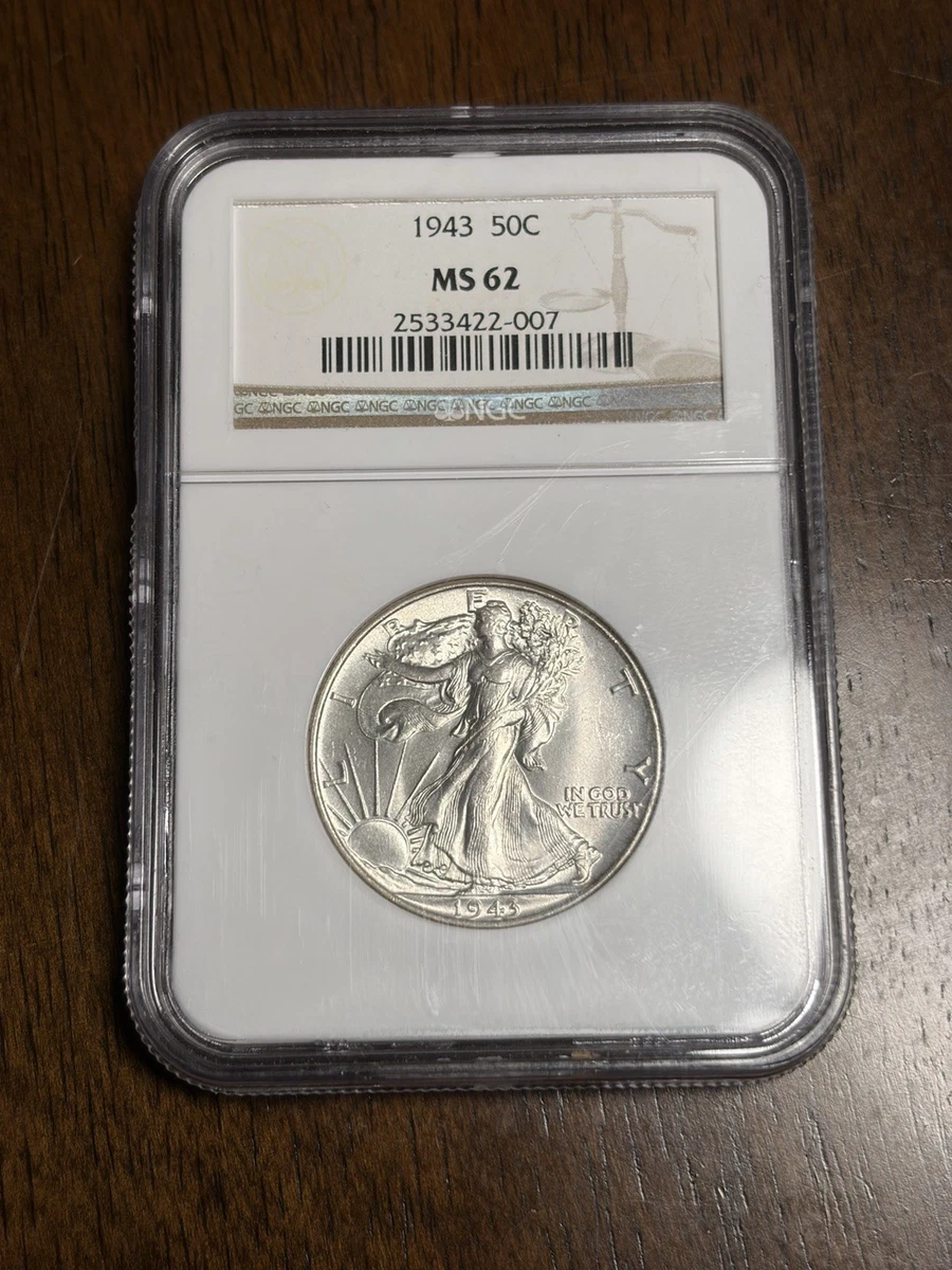 MS 62 Graded 1943 Year Liberty Walking Half Dollars (1916-1947