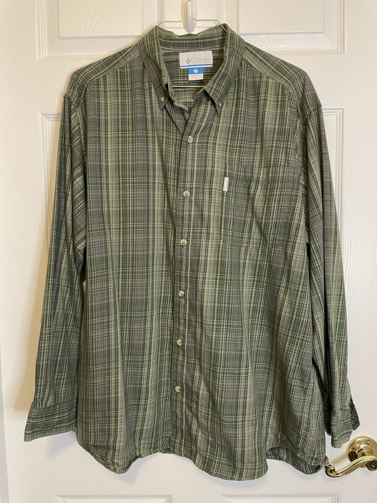 Columbia Long Sleeve Button Up Green Plaid XL