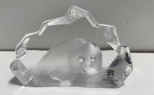 Mats Jonasson Maleras Sweden Crystal Seal Sculpture Figurine Signed Vintage