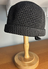 NWOT NEVER WORN BLACK CROCHET KNIT BEANIE COTTON CAP HAT