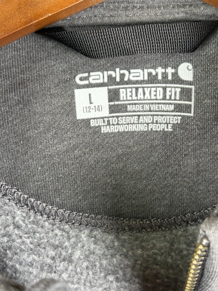 Carhartt Sudadera con Capucha Cremallera Completa Polar Juvenil Grande 12-14 Gris Sudadera Adulto Pequeña Foto 3 de 4