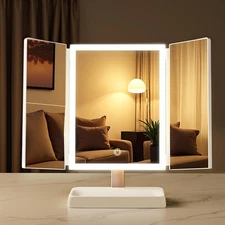 Makeup Mirror with Lights,Featuring 3 Adjustable Color Modes, Smooth Long-Press 