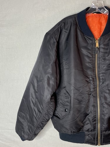 Rothco Black Military Flight Jacket Bomber Coat Sz XL Orange Lining -Team Yellow - Picture 4 of 19