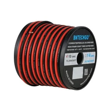 10 Gauge Flexible 2 Conductor Parallel Silicone Wire Spool Red Black High Res...