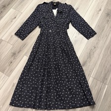 VTG S.L. Fashions Women’s 8 Midaxi Dress Black White Pockets Secretary USA Made