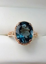 3Ct Oval Simulated London Blue Topaz Wedding Ring 14K Rose Gold Finish Silver