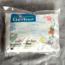 Gerber Birth Certificate Pillow Unisex Baby Made USA 1993 Polyester 10 x 13 Inch