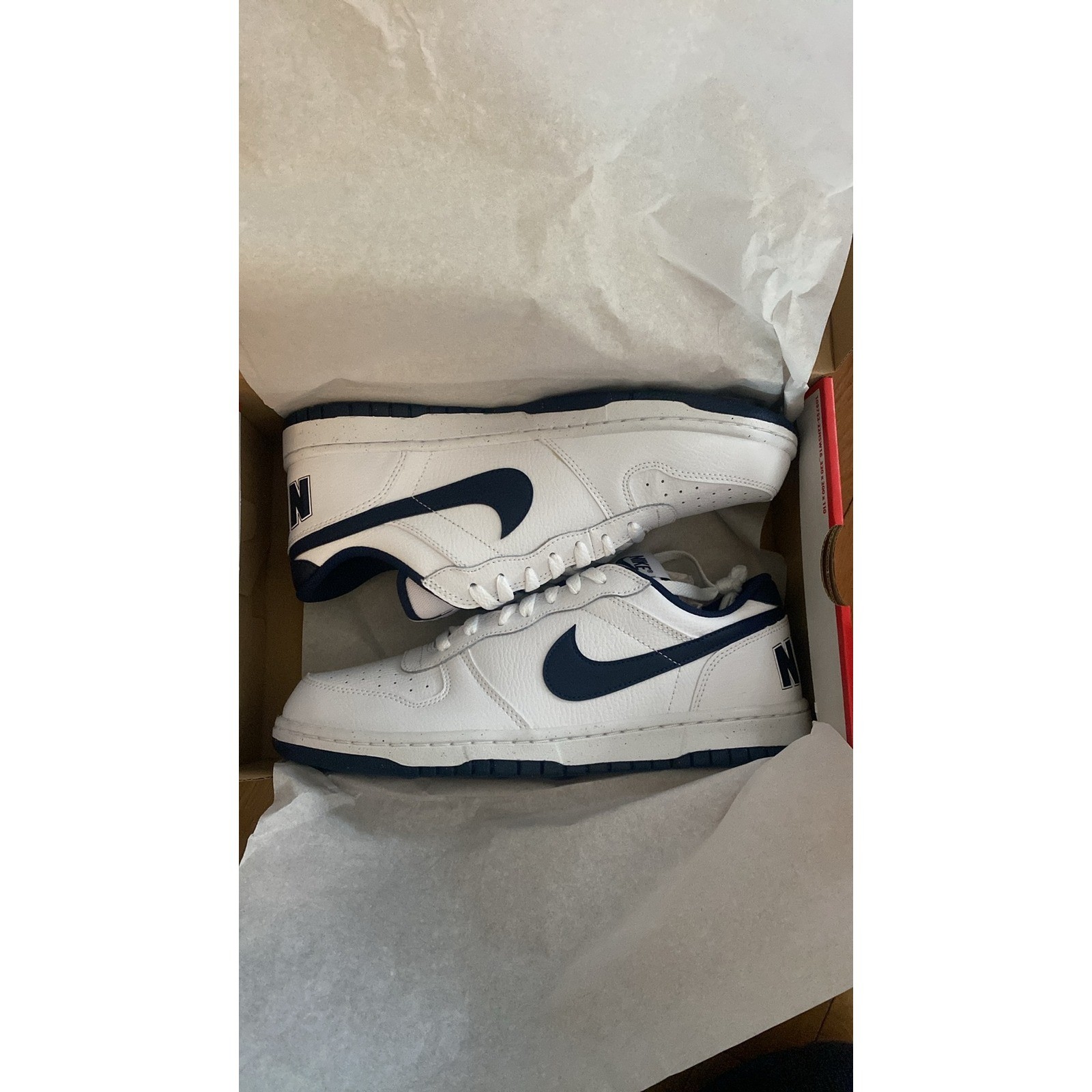 Nike Big Nike Low Men's White Navy Leather Sneakers Size 11