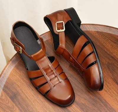 business casual dress sandals Retro Men's Leather Hollow Out Formal Work Shoes Choosing the Right Colors Party salwar kurti Color:Dark Sage Dress code
