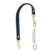 20 Inch PU Leather Purse Strap with Light Gold Buckles and Pearl, Dark Blue