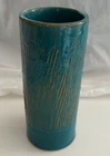 Vintage Frankoma Pottery vertical ribbed cylinder vase Ada clay