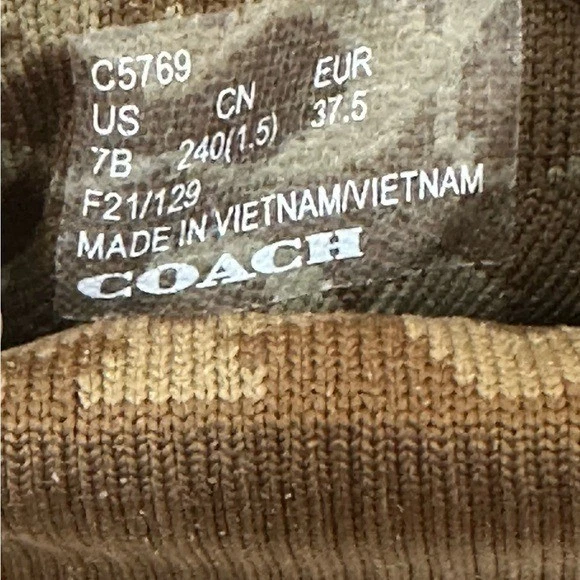 Botines Coach Neeka Tejidos Caqui Nogal Firma Borde Dorado Logotipo Talla 7B Foto 3 de 4