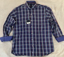 NWT TAILORBYRD Collection Long Sleeve Blue Red Plaid Button Up Shirt Men's NEW