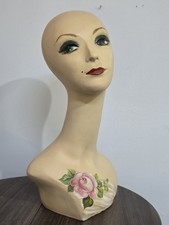 Vintage 1960s Mod Mannequin Head/Bust Long Neck Hand Painted Store Display
