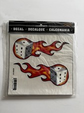 Flaming Dice Die-Cut Decal Sticker from Elegant USA Set of 3 - NOS