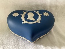 Wedgwood Dark Blue Jasperware Duke of Edinburgh Heart Trinket Box