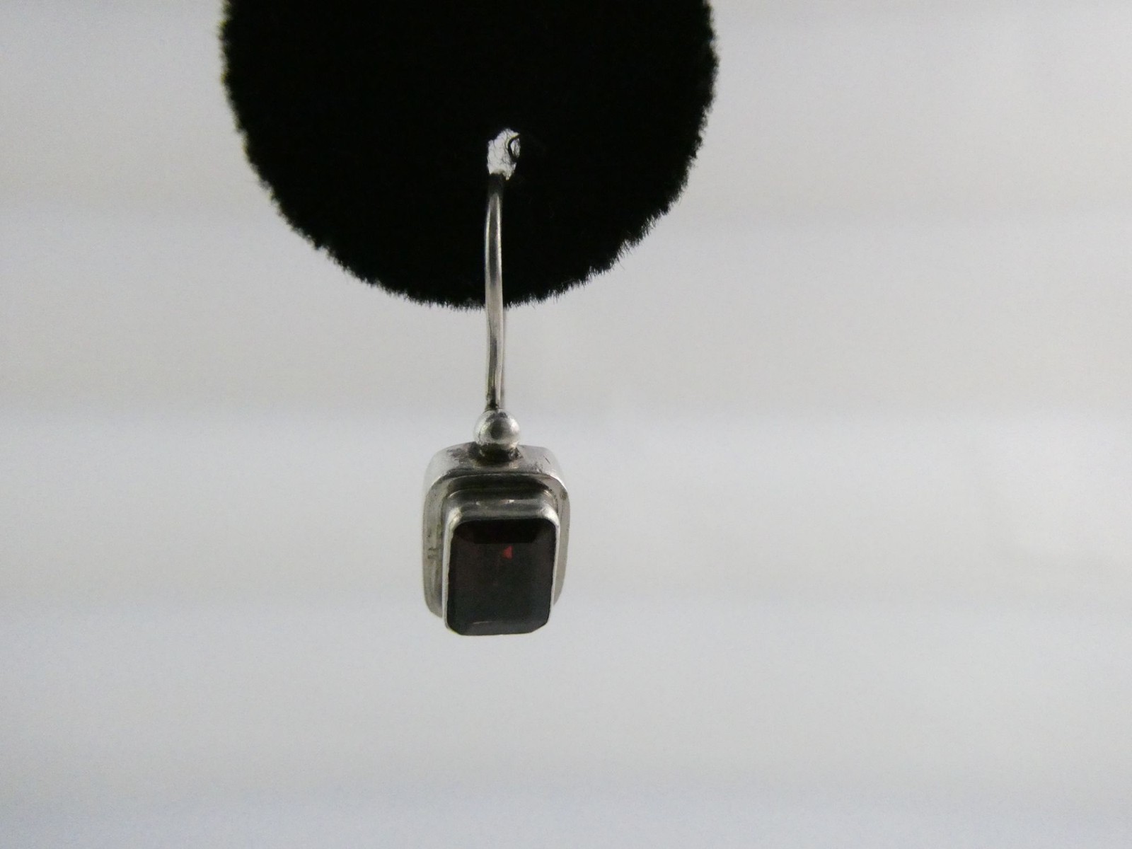 Sterling Silver Rectangular Cut Red Garnet Hook E… - image 3