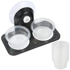 Acrylic Gecko Feeder Ledge with Suction Cups and 20 Plastic Bowls for Reptiles