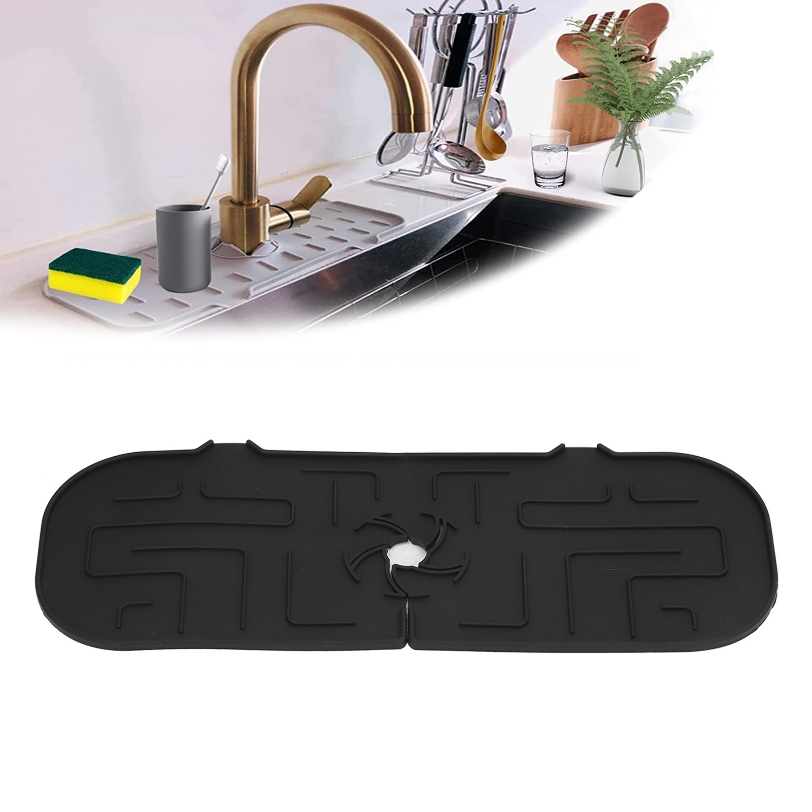 Faucet Handle Drip Catcher Tray Silicone Sink Faucet Mat For Kitchen Bathroom