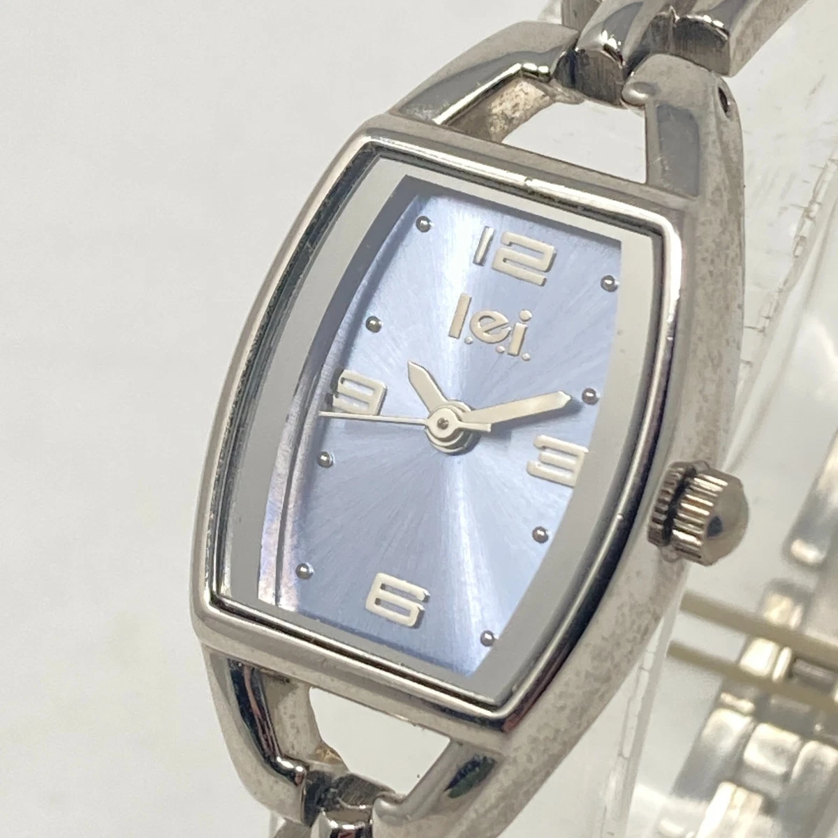 Vintage L.e.i. LEI Watch Silver Case Brown Leather Riveted Band Y2K‎ Big Buckle $8 each *Mark Naimer Watch Set includes watch, pen, and  main image 4