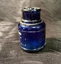 Antique Cobalt Blue Ink Bottle 2 3/4"