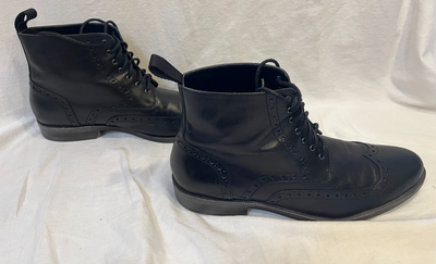 Gordon Rush Black Leather Wingtip Lace-Up Ankle Dress Boots  display picture 3
