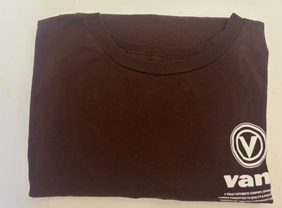 Vans Off The Wall Maroon Burgundy Brown Long Sleeve Graphic T Shirt Mens Medium