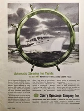 1946 Sperry Gyroscope Co Print Ad - Great Neck NY Automatic Steering for Yachts