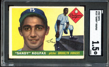 1955 Topps #123 Sandy Koufax Rookie SGC 1.5 Vintage HOF RC Baseball Card (5433)