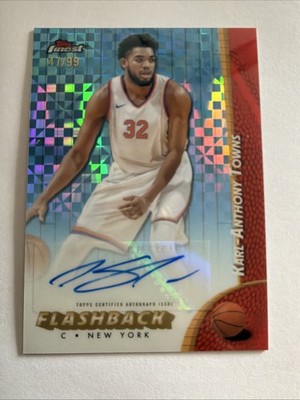 2024-25 Topps Finest  Auto Karl-Anthony Towns #FBA-KT Blue X-Fractor /99 