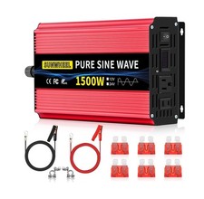 SUNWHEEL 1500W 24V Pure Sine Wave Inverter, 24V DC to 110V/120V AC Power Inve...