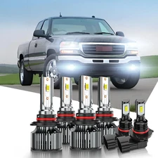 LED Headlights Fog Light Bulbs kit for 2003 2004 2005 2006 GMC Sierra 1500 3500