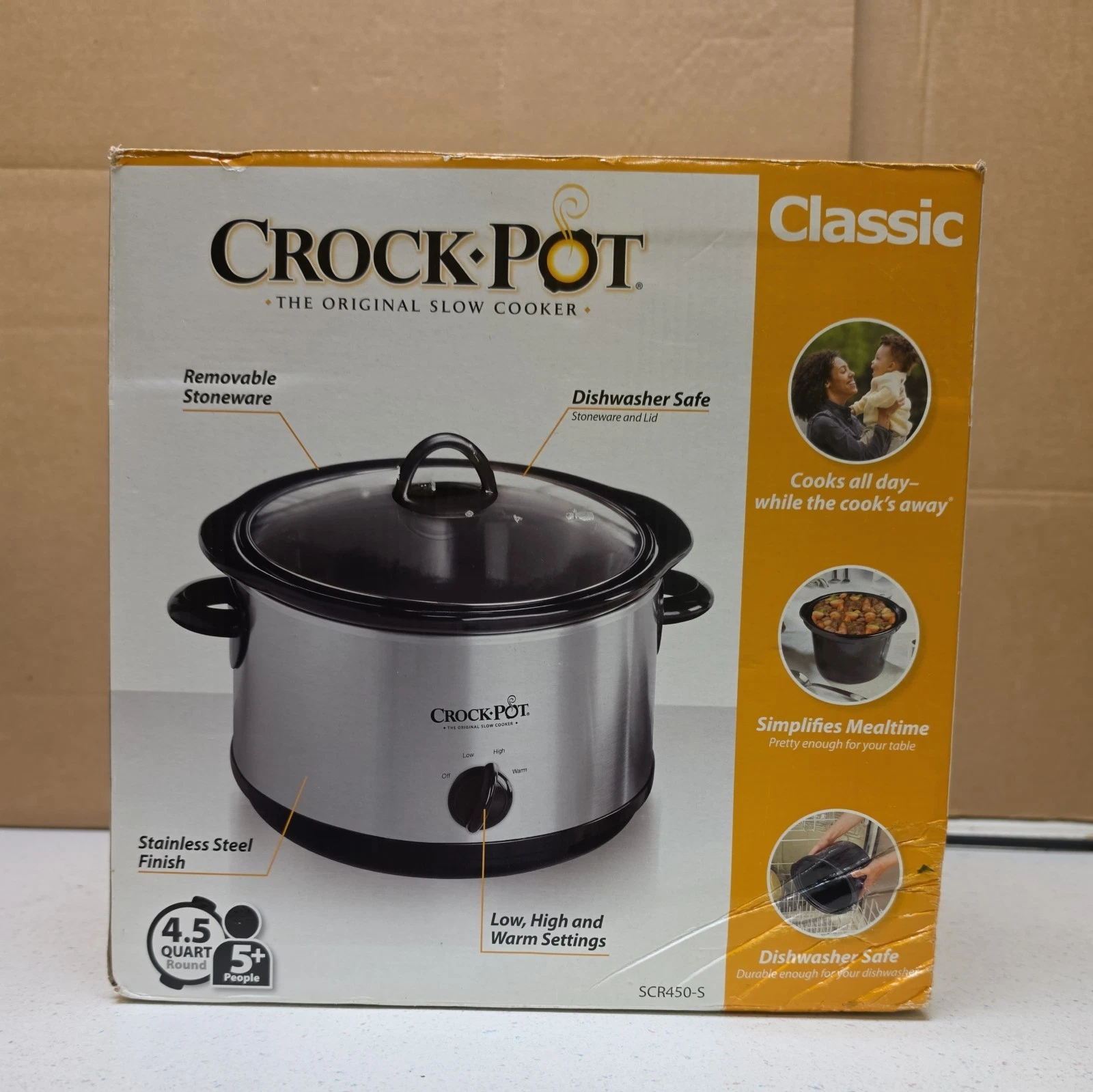 Crock-Pot SCR450-S Manual Slow Cooker 4.5Qt Silver (EZ5002316) (new open box)
